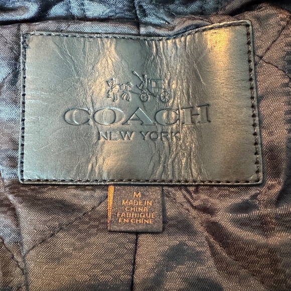 Coach Men's Herringbone Wool Blend Peacoat with Leather Details - Picture 5 of 14